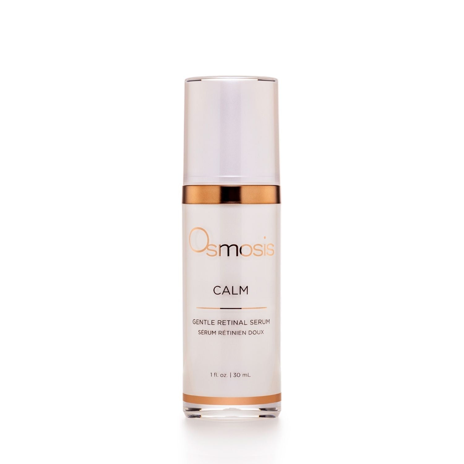 skincare bottle of calm by osmosis displayed on white background