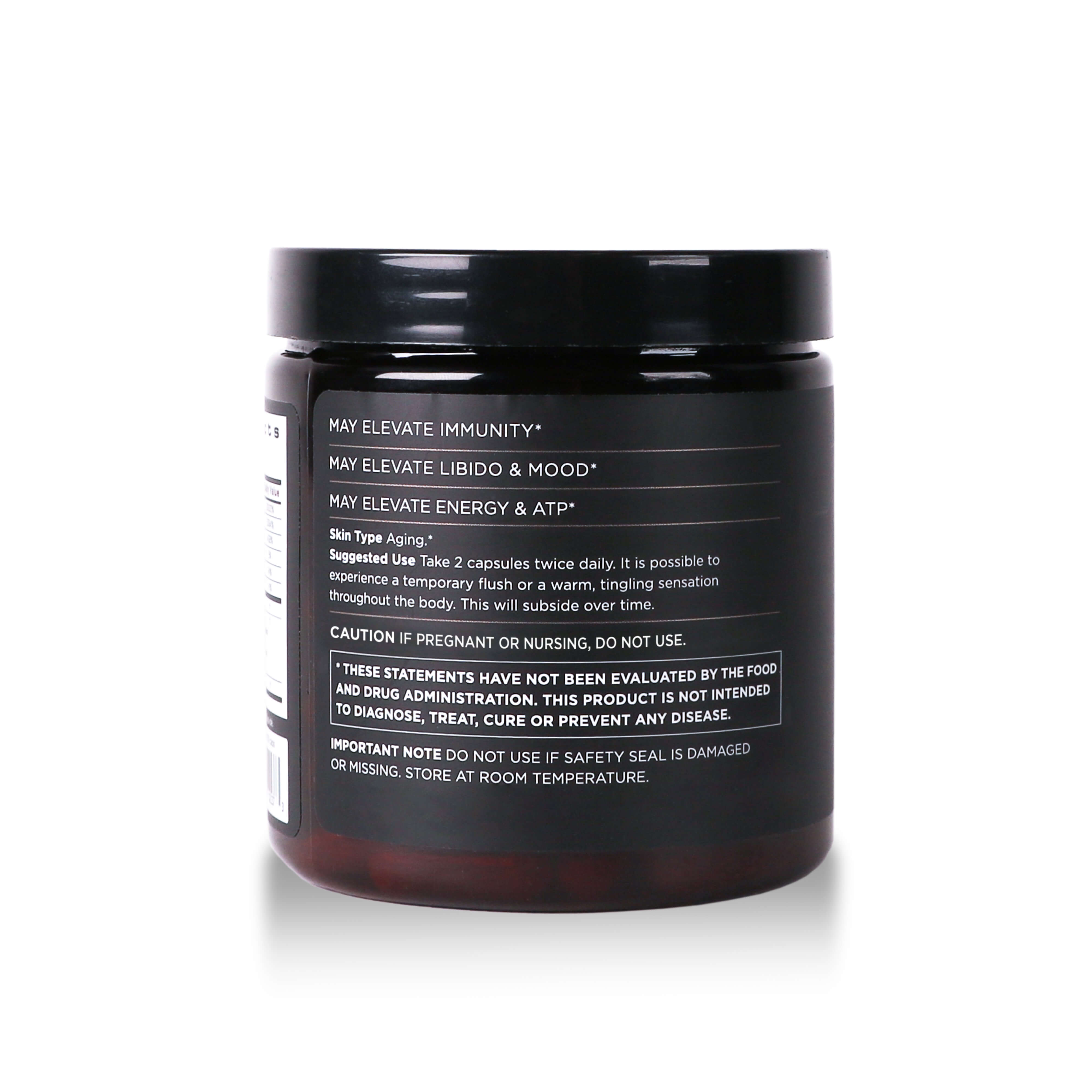 Side view of elevate supplement on white background