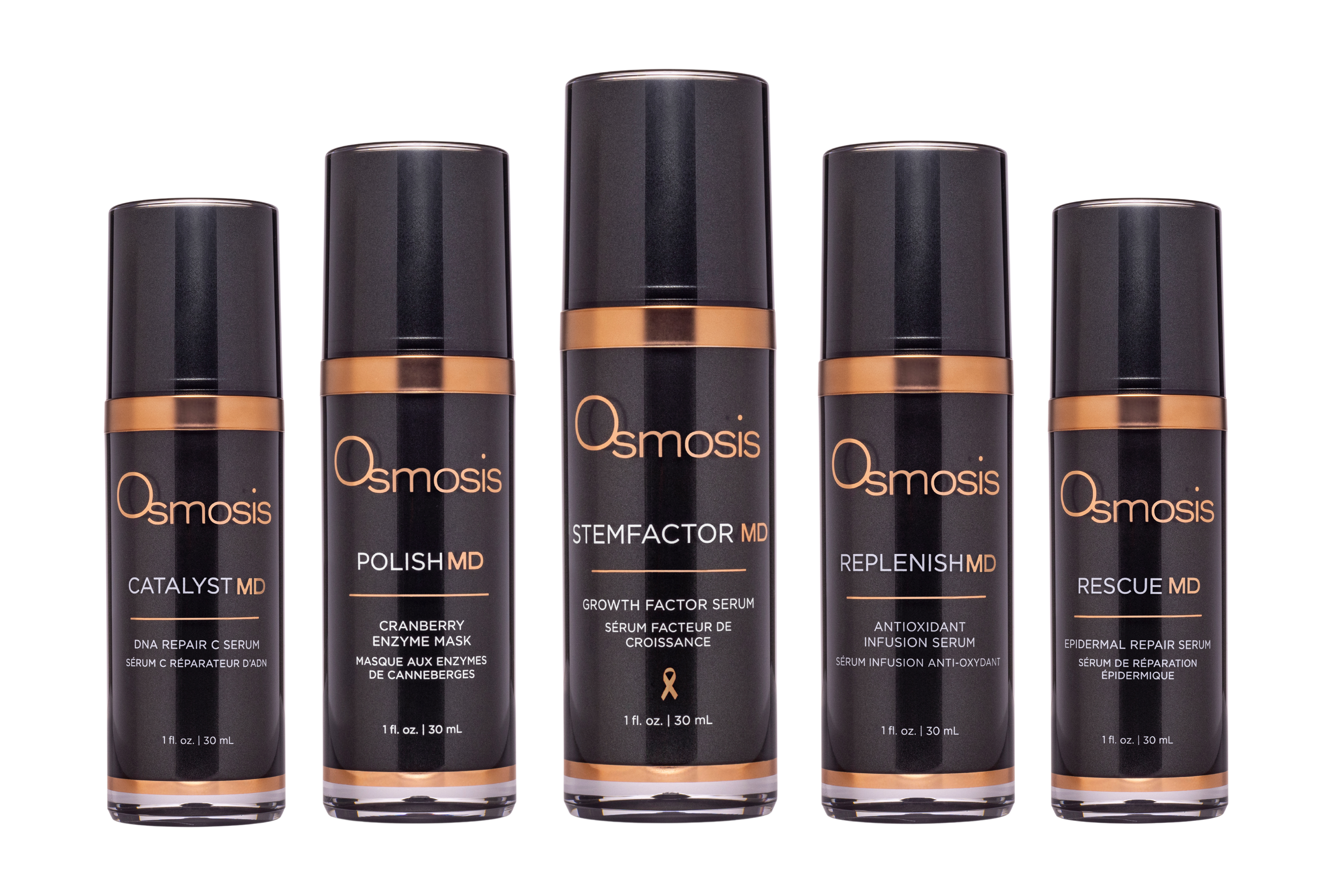 Set of Osmosis skincare products on a white background